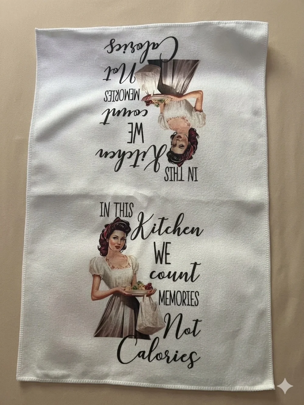 White Vintage Kitchen Towel - 